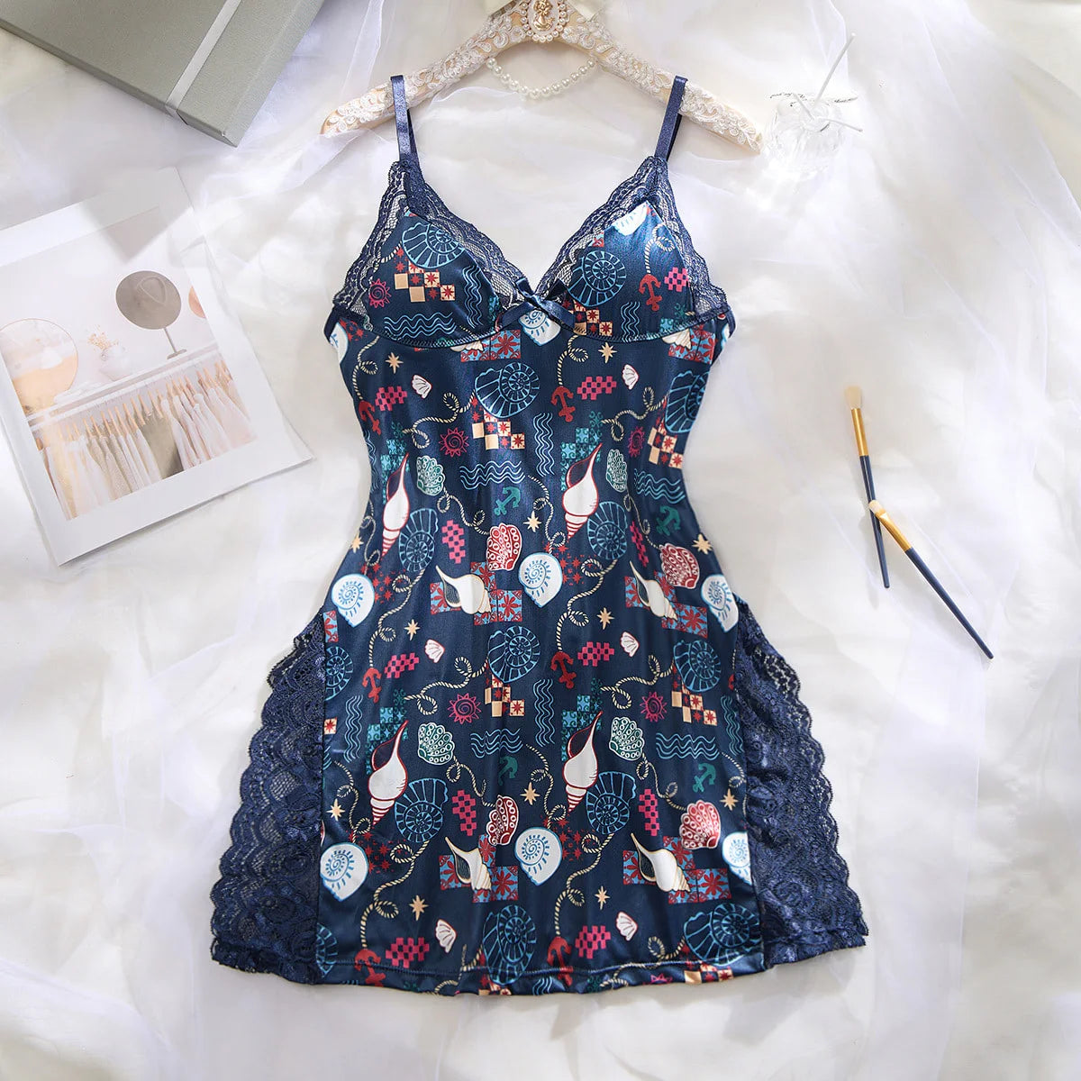 falapala Alluring Gray Lace - Trimmed Lingerie & Lounge Wear Dress