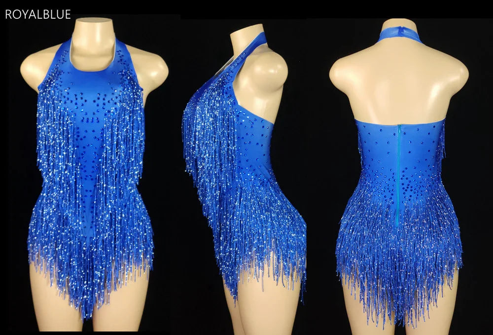 falapala Stunning Red Sequin Fringe Dance Costume - Shine on the Dance Floor