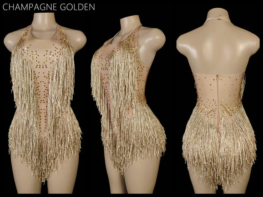 falapala Stunning Red Sequin Fringe Dance Costume - Shine on the Dance Floor