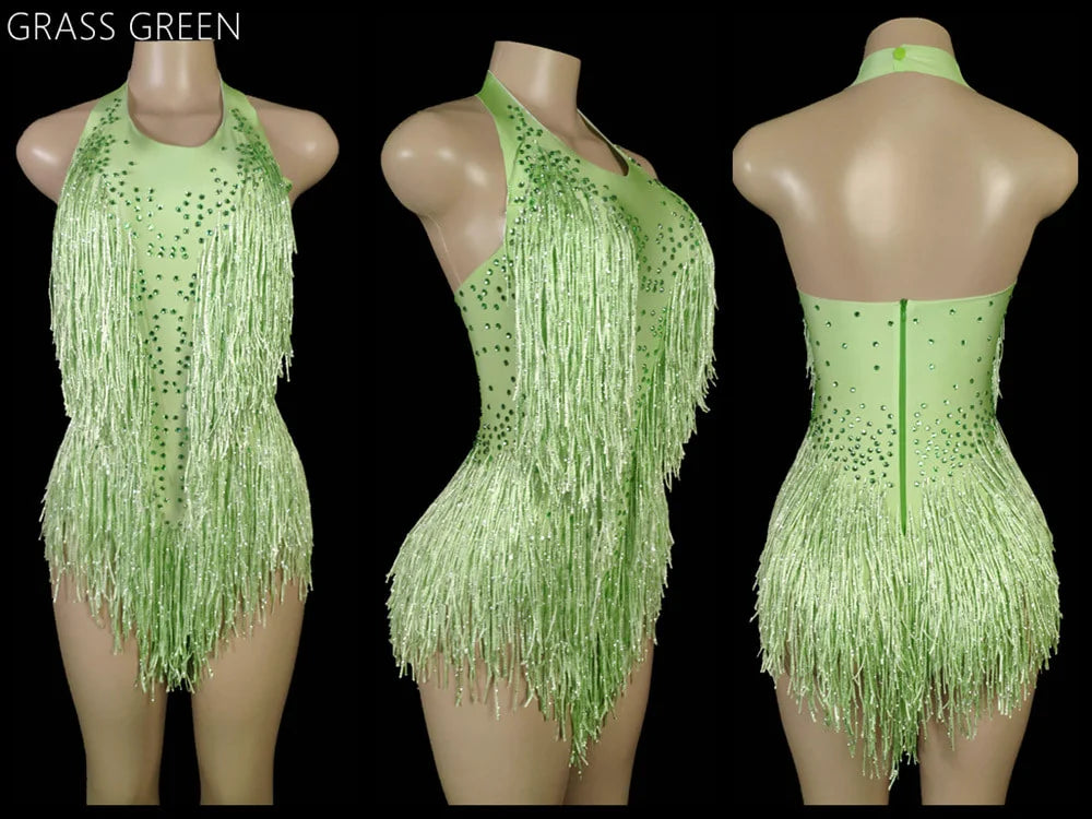 falapala Stunning Red Sequin Fringe Dance Costume - Shine on the Dance Floor